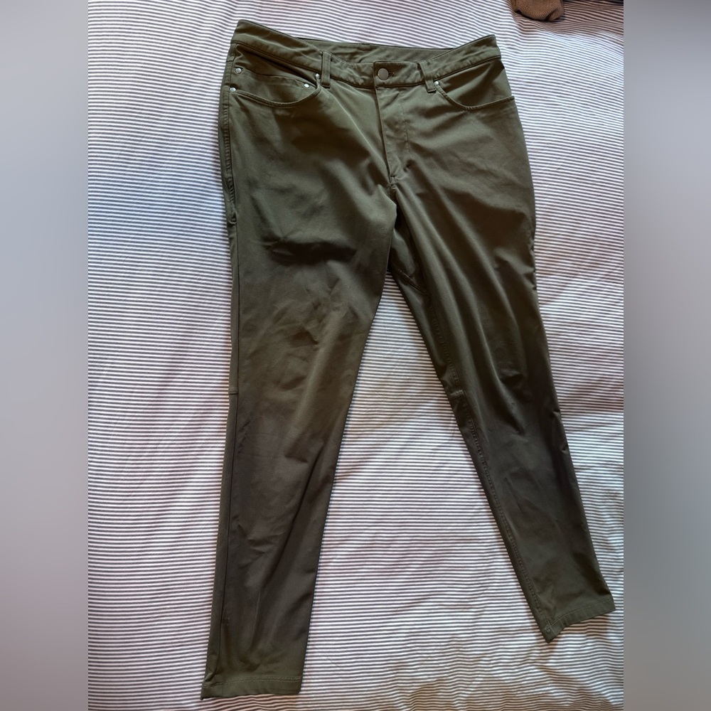 Olive Green Lululemon ABC pant, skinny fit, size 32